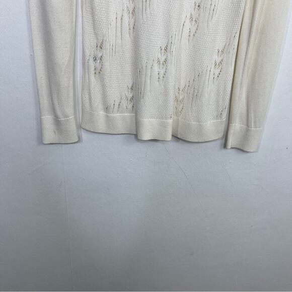 Classiques Entier White Lightweight Distressed Cashmere Blend Sweater Size Med - Picture 10 of 14